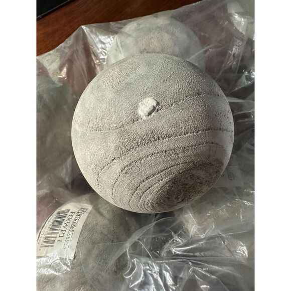 Weathered Gray Washed Wood Decor Balls Set of 6 - Picture 4 of 4